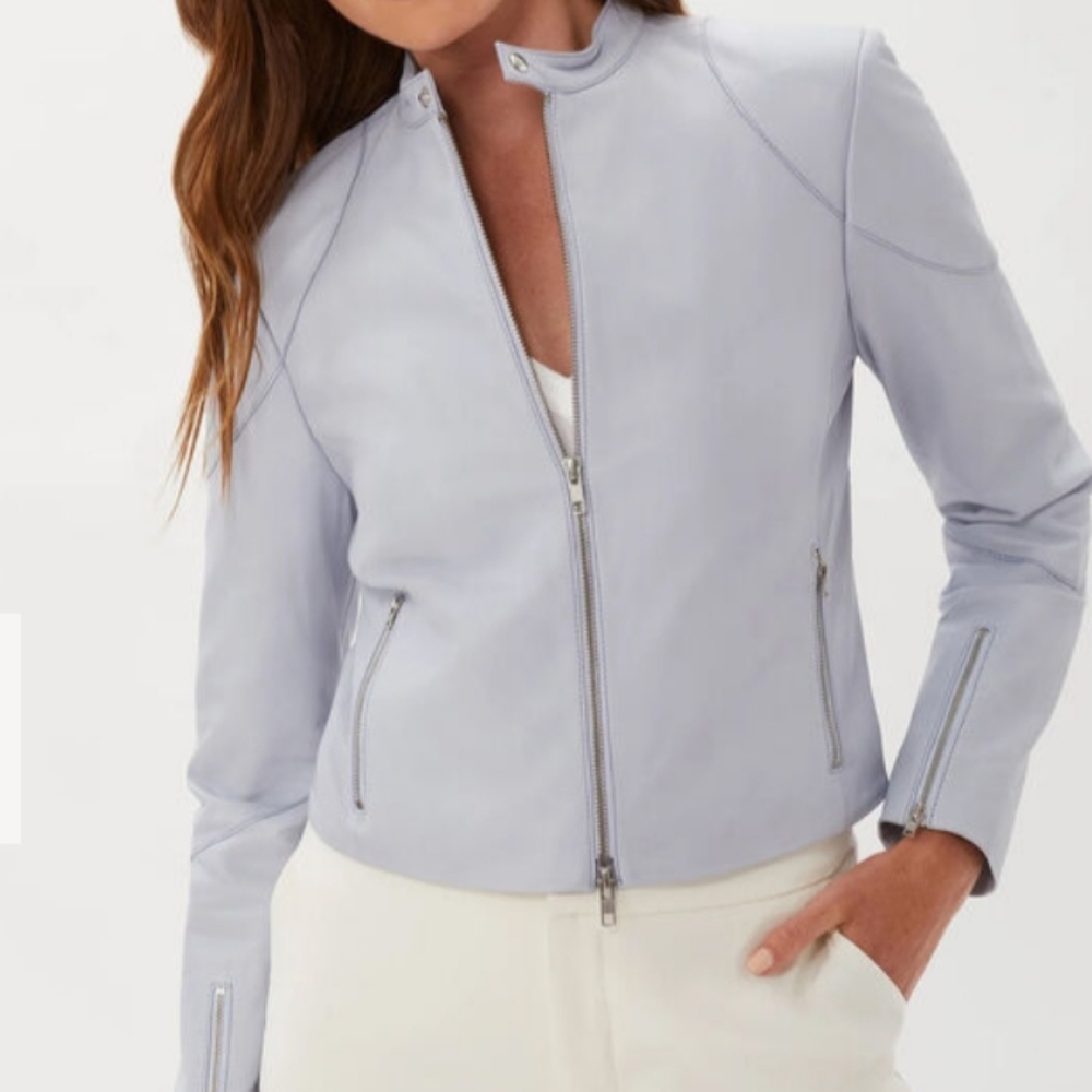 Ecru Women's Soft Blue Leather Jacket